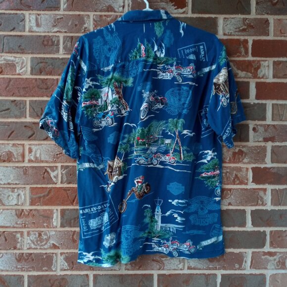 Vintage Harley Davidson Hawaiian graphic short sleeve Shirt size Medium - Picture 2 of 9